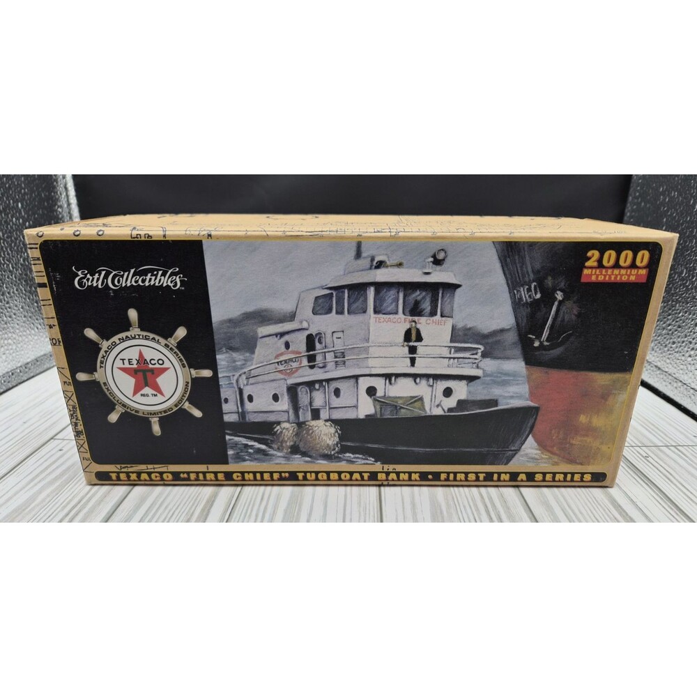 NEW Vintage ERTL Millennium Edition Texaco "Fire Chief" Tugboat Bank-1st Edition